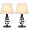 Bedside Lamps, Set of 2, Desk Lamp, Modern Table Lamp with Marble Base and Linen Lampshade, Small Lamp for Bedroom, Living Room, College Dorm